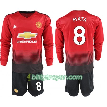 Billige Fotballdrakter Manchester United MATA 8 Barn Hjemmedraktsett 2018/19 Langermet